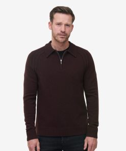 Dark Brown Noah Quarter-Zip Poloshirt