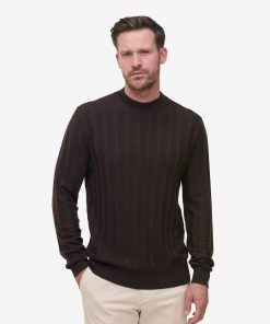 Dark Brown Oliver Mock Neck Jumper