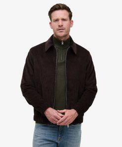 Dark Brown Corduroy Bomber Jacket