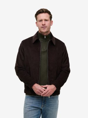Dark Brown Corduroy Bomber Jacket